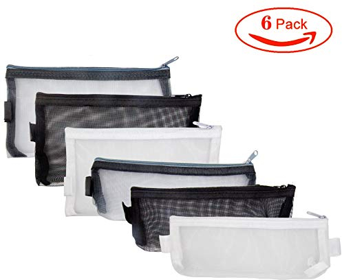 FISHSHOP Federmäppchen 6 Stück Zip-Mesh-Reißverschluss-Beutel Mehrzweck-Organizer-Aufbewahrungsbeutel für Reise-Kosmetik-Bürobedarf