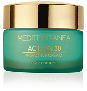 MEDITERRANEA COSMETICS Crema Viso Giorno e Notte per Pelle Giovane Idratante, Antiossidante e Anti Inquinamento Linea Action 30 Proactive Cream – 50 ml