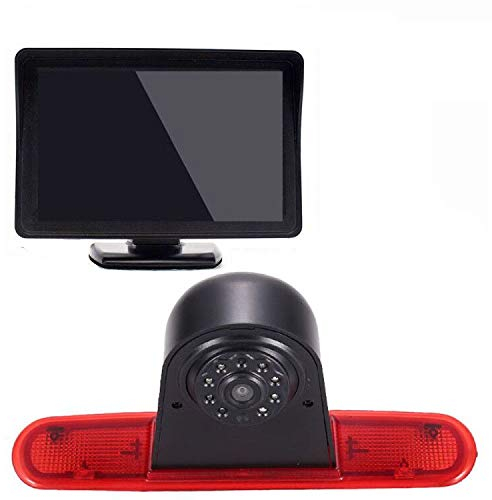 Auto Dritte Dach Top Mount Bremsleuchte Kamera Bremslicht Rückfahrkamera Rückfahrsystem Einparkhilfe Transporter+4.5 Zoll TFT LCD Monitor für FIAT Doblo 263 Van(2010-Present)/Opel Combo(2011-2018)