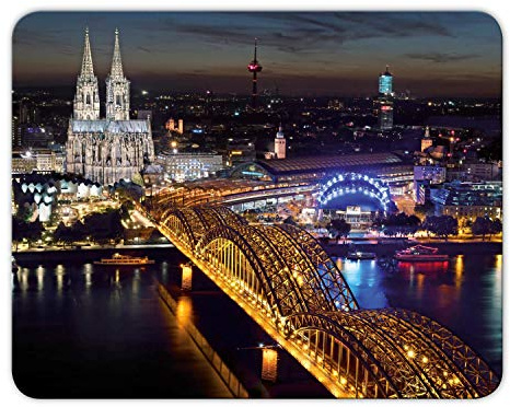 Addies Mousepad 'Köln' schönes Mauspad Motiv in feiner Cellophan Geschenk-Verpackung mit Kautschuk Untermaterial, 24x19cm - MP08