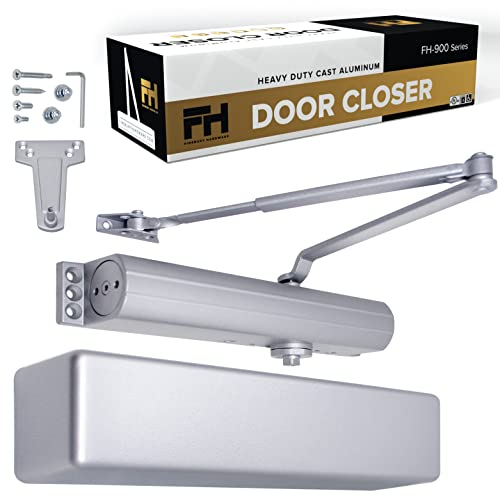 Schwerlast-kommerzieller Türschließer, Oberflächenmontage, BHMA Klasse 1, Gusseisen, automatischer Türschließer mit hydraulischem Scharnier, normaler Arm Parallelarmschuh (Aluminium-Finish)