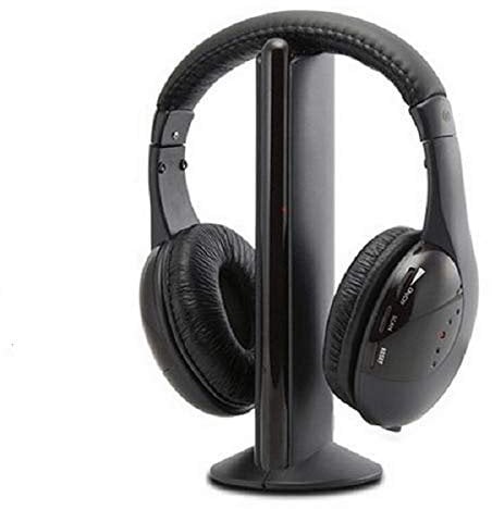 Cuffie wireless 5 in 1 per HDTV, TV, VCD, PC, MP3, MP4, CD, DVD, smartphone con radio FM e microfono wireless