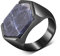 Akitsune Abyssum Ring | Kompass Karte Nord Nautisch Ring Herren Edelstahl Designer Mattschwarz - Archat Blau - US 6