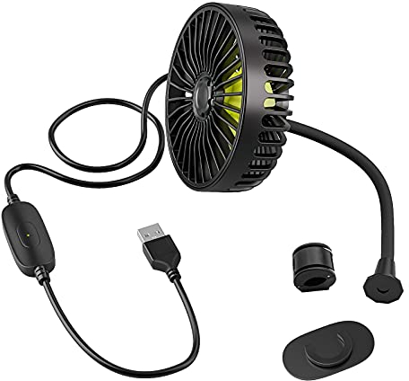 Ymenow USB Cooling Fan, 5V 1A Mini Portable Electric Car Clip On Desk Fans & Cooling Table Cooler Fan with 360° Rotation & 3 Powerful Speeds for Car Rear Seat Dashboard Room Bedroom Desktop Home Use