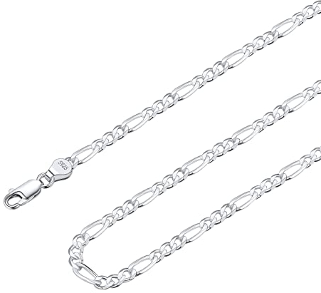 Suplight Silberkette Herren 925 Silber Unisex Figoro Kette 3mm Breit Damen Panzerkette Gliederkette Choker Hip-Hop Halskette 66cm lang Ersatzkette Modeschmuck Kette