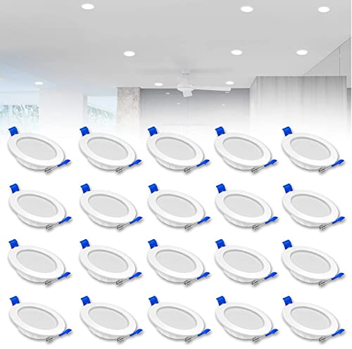 YRHome LED Einbaustrahler 230V Ultra Flach Einbauleuchte 20er Set 5W Badleuchte Einbauspot Aluminium Mini Deckenspot für Wohnzimmer Schlafzimmer und Küche 20x5W Kaltweiß