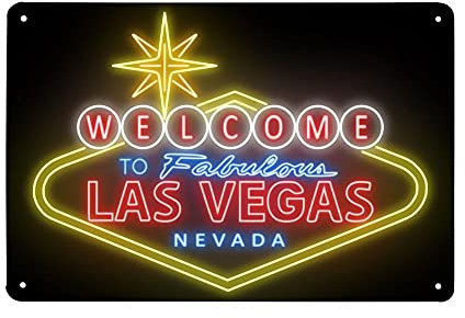 Cinema Neon Metallschild Vegas Willkommensschild Western Decor Retro Metallschild Vintage Wandkunst Schild Geschenk Schild 30,5 x 20,3 cm