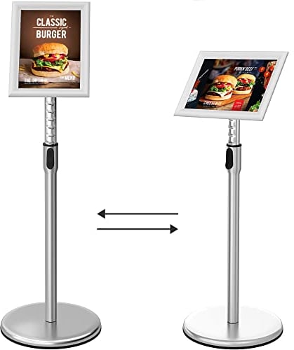 FoxRose Infoständer DIN A4 210x297mm Höhenverstellbar Edelstahl informationsständer Aufsteller Kundenstopper Plakatständer Präsentationsständer Werbeständer (Silber, A4)