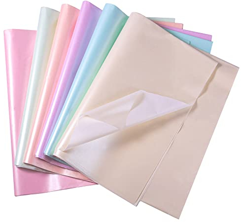 KINBOM 30 Blatt 50 x 35 cm Seidenpapier, 6 Seidenpapier Metallic Perlglanzpapier, Seidenpapier Geschenkpapier Seidenpapier für Urlaub Geburtstagsfeier Dekoration Hochzeit
