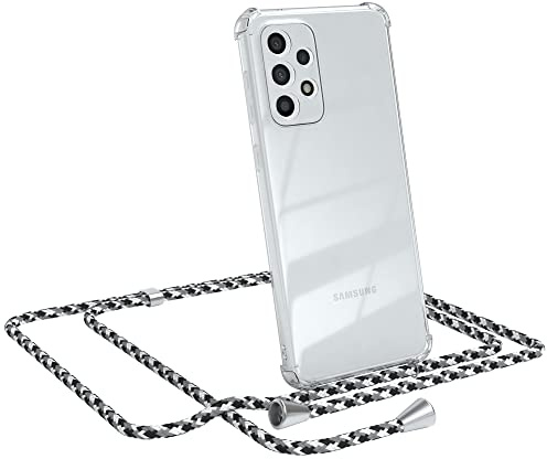 EAZY CASE Handykette kompatibel mit Galaxy A33 5G Handyhülle mit Umhängeband, Handykordel mit Schutzhülle, Silikonhülle, Hülle mit Band, Stylische Kette für Smartphones, Schwarz Camouflage