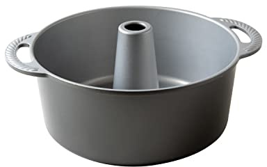 Nordic Ware Moule à Gâteau des Anges, moule en fonte d'aluminium durable d'une capacité de 18 tasses, moule gâteau antiadhésif fabriqué aux États-Unis, couleur : graphite
