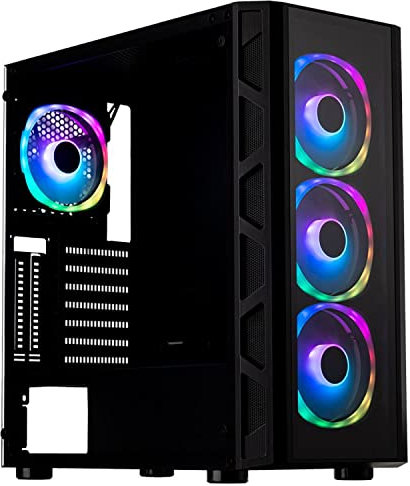 Silver Monkey X® Chest TG Computergehäuse | Middle Tower Gaming PC-Gehäuse | ARGB-Beleuchtung 4 eingebaute Lüfter | CPU: max. 165mm GPU: max. 370mm | Bis zu 8 Lüfter | Stahl Hartglas | Staubfilter