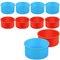 Lot de 10 moules à gâteaux ronds en silicone pour la Saint-Valentin, 10 cm, rouge, bleu