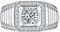 2CT Klarer AAA CZ Statement Halo Square Princess Cut Solitaire Herren Verlobungsring Mit Mikro Pave Mattband Versilbert Anpassbar