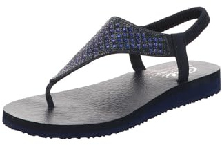 Skechers Damen Meditation-Rock Crown Flache Sandale, Medium, Marineblauer Mitobuck-Strassbesatz, 39 EU