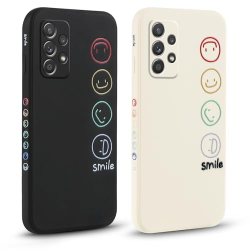 Pnakqil 2 stück Handyhülle für Samsung Galaxy A52 5G 6.5,Hülle Süßes Bemaltes Smile Face Design Case Weiche Tasche für Damen Geschenk Modische Dünn Kameratasche Schutzhülle für Samsung A52 5G