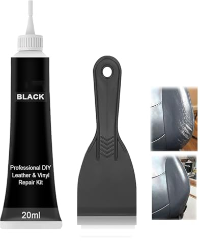 Reparatur-Set aus Kunstleder, Reparaturcreme, repariert risses Leder und Kratzer, geeignet für Autositze und Sofas, Schwarz