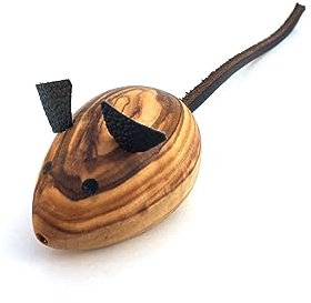 medina mood Mouse da gioco per gatti sbornia giocattolo fatto a mano in legno d'ulivo e pelle