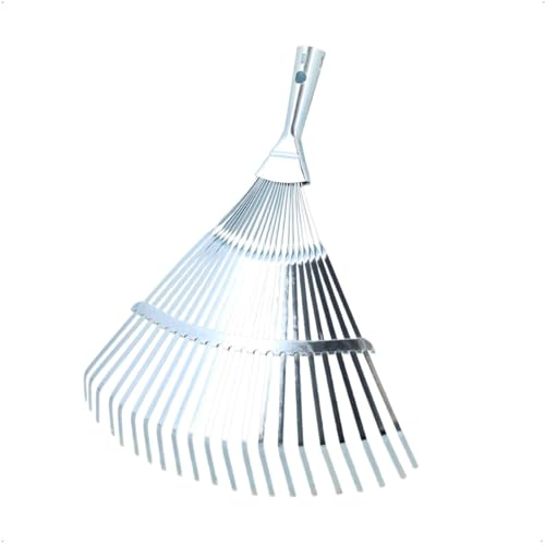 Rekord Laubbesen mit 21 Zinken (feststehend) aus verzinktem Metall, Arbeitsbreite: ca. 40 cm, ideal um den Garten von Laub zu befreien, Laubrechen, Fächerbesen, Laubharke