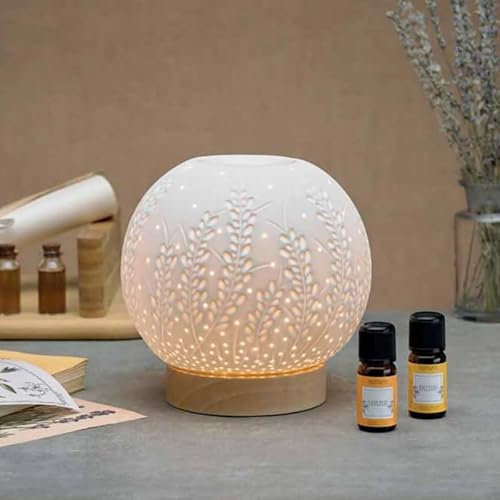 Nasoterapia Auris Diffusore Elettrico a Lampadina per Oli Essenziali, Materiale Legno e Ceramica, Senza Acqua, Microparticelle, Sicurezza, Ideale per Piccole e Medie Stanze, Uso Domestico e Ufficio