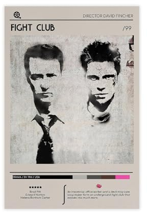 Fight Club Filmposter auf Leinwand, Schlafzimmer, Dekoration, Sport, Landschaft, Büro, Raumdekoration, Geschenk, ungerahmt, 50 x 75 cm