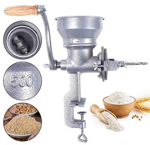 Molino manual de alimentos a mano para vacas de cereales medicina hierbas harina operada trituradora de hierro fundido grano con horno de sujeción