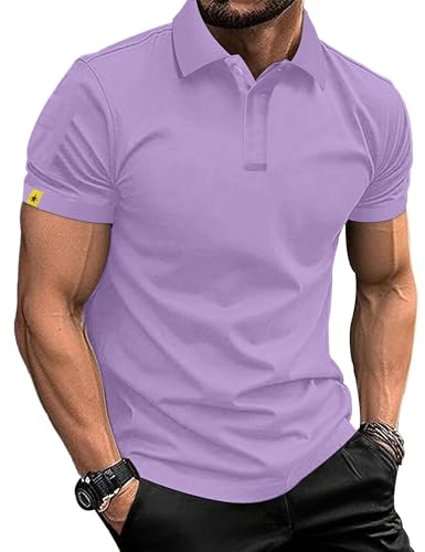 TARAINYA Polo Uomo Manica Corta Firmate Estate Quick-Dry Elegante Golf T-Shirt Casual Viola L