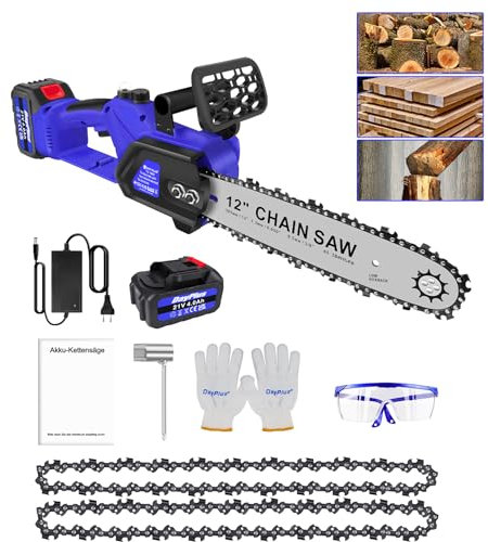 12 Zoll / 31cm kabellose Kettensäge 600W Elektro-Kettensäge | bürstenloser Motor aus reinem Kupfer | mit 4.0Ah Akku, Ölsystem, handgeführte Elektro-Säge für Gartenarbeit, Astschnitt & Holzschneiden