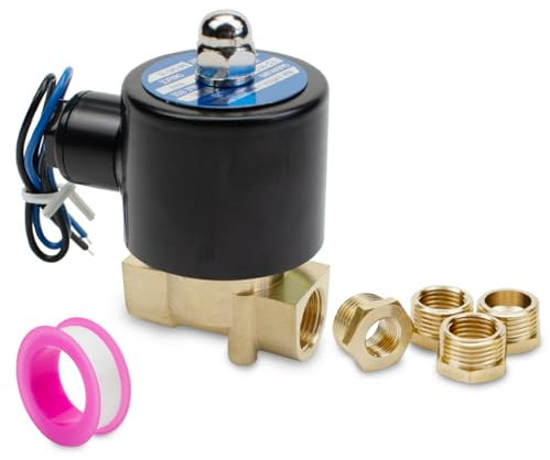 Innfeeltech 1 Pz 3/8 BSP Thread 12V DC normalmente chiuso elettrovalvola in ottone con connettore di riduzione in ottone, adatto per aria, acqua, diesel