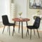 Homcasa Esstisch mit 2 Stühlen Essgruppen Rund Esstisch Retro Design Küchentisch Stuhl aus Samt für Wohnzimmer Esszimmer Wohnzimmer Büro (Schwarz)