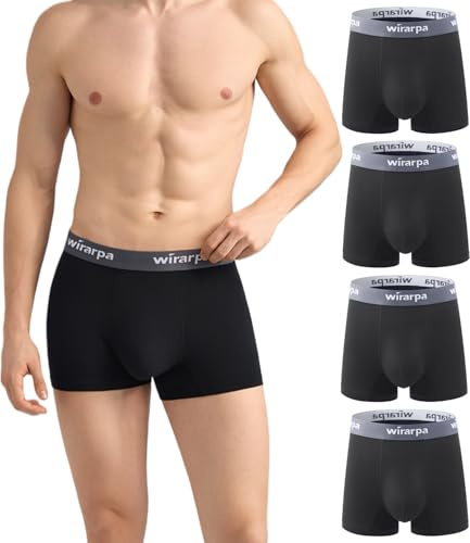 wirarpa Men's Underwear Trunks Micro Modal Boxer Shorts Soft Comfortable Underpants for Men 4 Pack