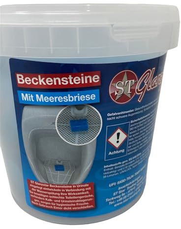 ST Glanzstar Urinal WC Steine Tabs Beckensteine mit Duft 1 KG Eimer mit Entkalker Klo Steine (Meeresbrise)