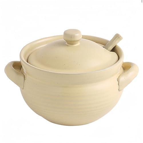 Dowbom Soup Bowls With Lid, French Onion Soup Crocks Oven Safe, Microwave Soup Bowl With Spoon, Soup Mug (Yellow,14oz), BL-SP-002