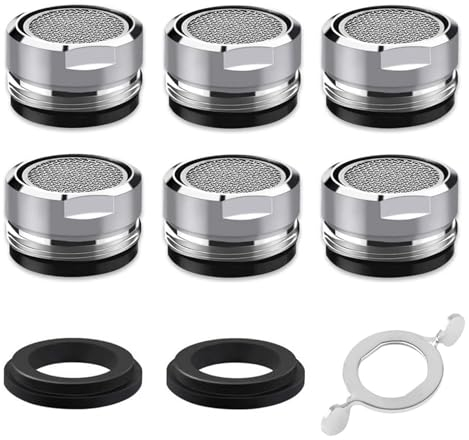 XIATIAN 6 Pezzi Rompigetto Rubinetto, Aeratore Rubinetto M24 Filtri Rubinetti con 8 Guarnizioni e 1 Chiave Cromata, Aeratore Rubinetto per Accessori Cucina, Bagno, Lavello
