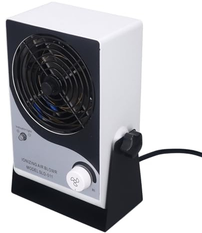 SEAFRONT Soplador de Aire Ionizante, Ventilador Ionizador ESD de Escritorio, Ionizador Antiestático, Eliminador Estático para Líneas de Producción (Enchufe europeo AC220V 8A)