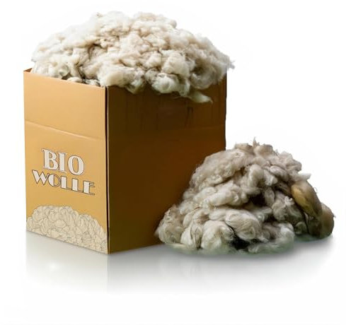 Schafwolle - Natur Dünger und Schneckenschutz für Bio Garten - Schafwolle Dünger gegen Schnecken - Pflanzenschutz und Schneckenabwehr - Schafwolle unbehandelt - 5 Kg