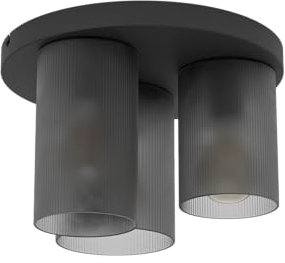 EGLO Deckenlampe Colomera, elegante Glas Deckenlampe, Wohnzimmerlampe aus Metall in Schwarz und Rauchglas, E27 Fassung, Ø 35 cm