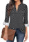 Gemulate Ladies Tops Black White Dot Shirt for Women Zip Up Plaid Tunic Blouse 3 Quarter Sleeve Shirt for Women Floral Printed Shirts Long Tops to Wear with Leggings - Black White Dot, L