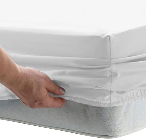 Pizuna Spannbettlaken 90x200-100x200 cm Baumwolle Weiß 1000 Fadenzahl | 100% langstapeliger Baumwolle in Satinbindung Dickes nur Spannbettlaken mit 40 cm tiefer Tasche Mako Satin