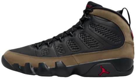 Nike Mens Air Jordan 9 Retro, Black/True Red-light Olive, 8 UK