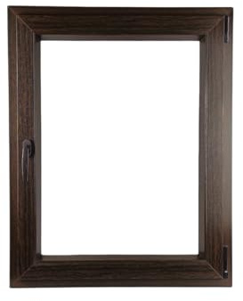 ALUCON Kellerfenster 500x600 mm – Fenster 50x60 cm – Kunststofffenster Innen Dunkle Eiche/Außen Dunkle Eiche – Flügelfenster DIN Rechts