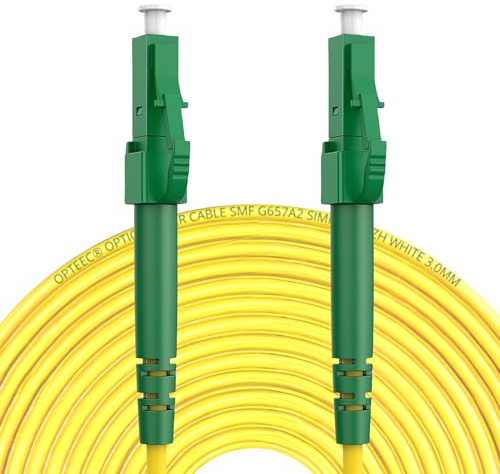 opteec® Glasfaserkabel - 10m - LC/APC auf LC/APC – Geschirmtes FTTH LWL OS2 Singlemode – Kompatibel mit Deutsche Glasfaser, Deutsche Telekom, Vodafone, 1&1, FRITZ!Box – LSZH – Gelb – 10 meter