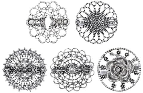 HJZHII 5 Stück Vintage Cardigan Clip, Schal Strickjacke Broschen für Damen, Button Covers Clip Cardigan Clips Runde Umhang Brosche Schalclip Clips für Kleidung Vintage Kragen