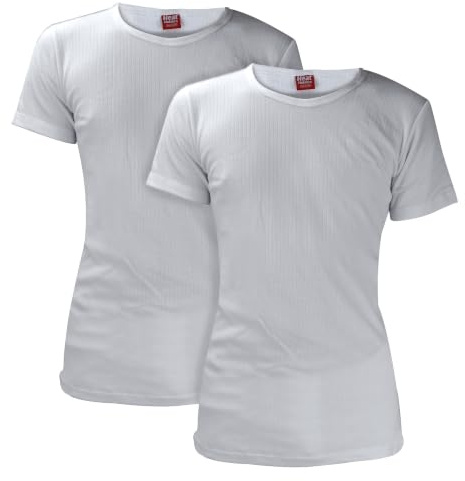 HEAT HOLDERS - 2er Pack Herren Thermo Innenfleece Outdoor Kurzarm Baumwolle Reich Unterhemd