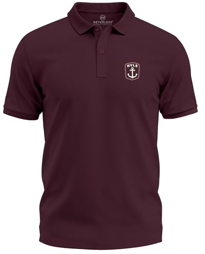 Neverless® Poloshirt Herren mit mit Anker Wappen Logo– Kurzarm Polo Sommer Casual Look Modern Fit Fashion Maritim