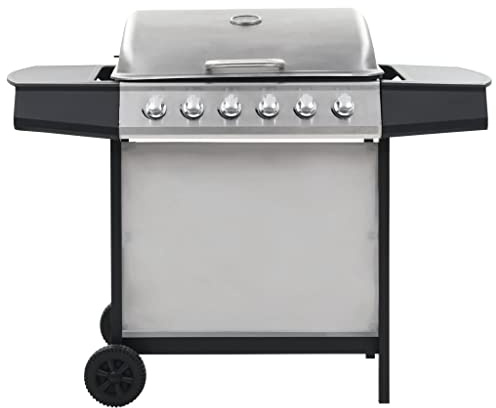 Gasgrill mit 6 Flammen aus Edelstahl und pulverbeschichtetem Stahl - Perfekt für Garten und Balkon - Langlebig und pflegeleicht