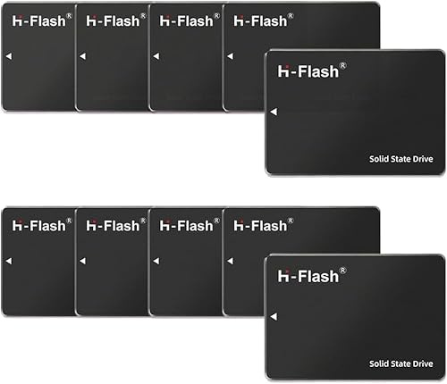 H-Flash Paquete de 10 unidades SSD de 256 GB, unidad interna de estado sólido de 2.5 pulgadas para laptop, SATA III de 6 Gb/s, velocidad de lectura de hasta 550 MB/s, compatible con PC de escritorio o