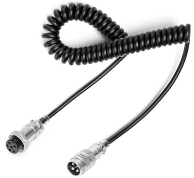 Fumei Adaptador de micrófono de 4 pines macho a hembra de 6 pines, cable en espiral duradero de 1,8 m, compatible con radio CB 880/980