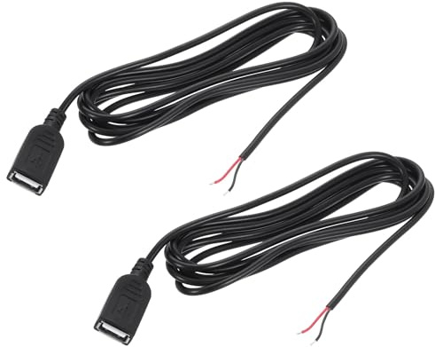 PATIKIL 2 Piezas Cable De Alimentación Micro USB Hembra 200cm/79 Pulgadas | A Cable Pelado 2Pines 24AWG, De Largo, Micro USB A Cable Pelado Con Extremo Abierto, 5V 3A, Para Reparación