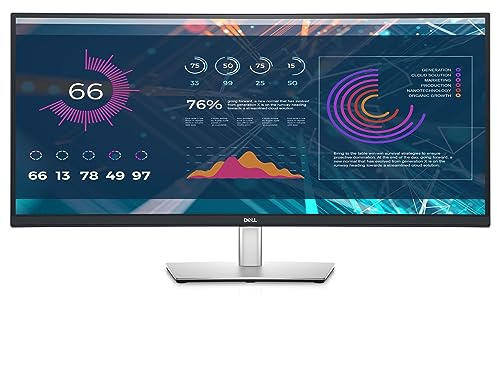 Dell P3421W Gebogener Monitor 34 Zoll, UWQHD 3440 x 1440 Pixel, 8 ms, W-LED IPS, HDMI, DisplayPort, USB-C, Schwarz/Silber (Generalüberholt)